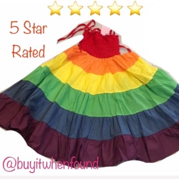 Rainbow Tiered Maxi Spin and Twirl Sun Dress 2T-5T - Picture 3 of 8